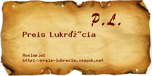 Preis Lukrécia névjegykártya